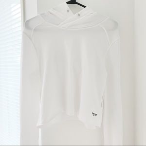 White Cropped Athleisure Hoodie